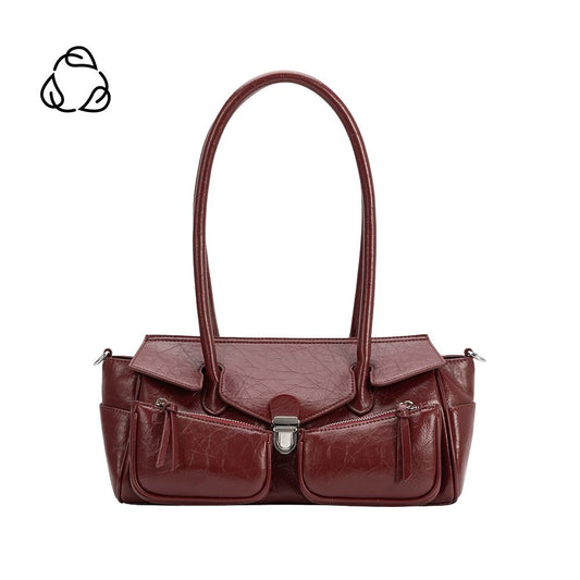 Burgundy Red Ruthie Recycled Vegan Leather Shoulder Bag - Melie Bianco