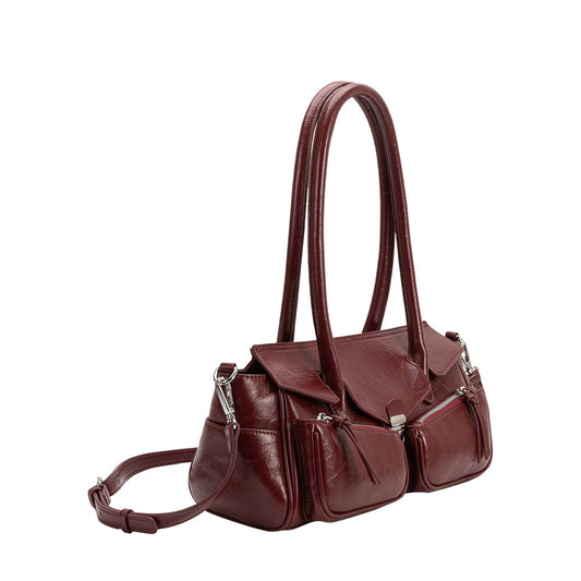Burgundy Red Ruthie Recycled Vegan Leather Shoulder Bag - Melie Bianco