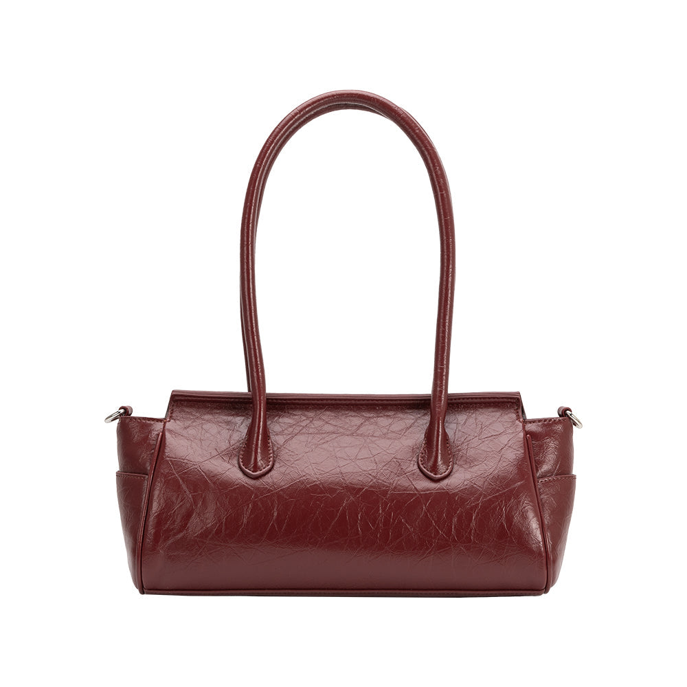 Burgundy Red Ruthie Recycled Vegan Leather Shoulder Bag - Melie Bianco