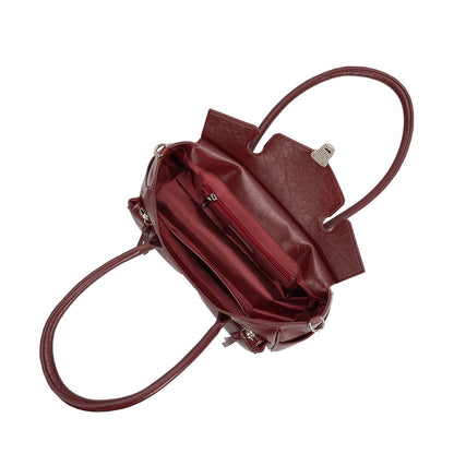 Burgundy Red Ruthie Recycled Vegan Leather Shoulder Bag - Melie Bianco