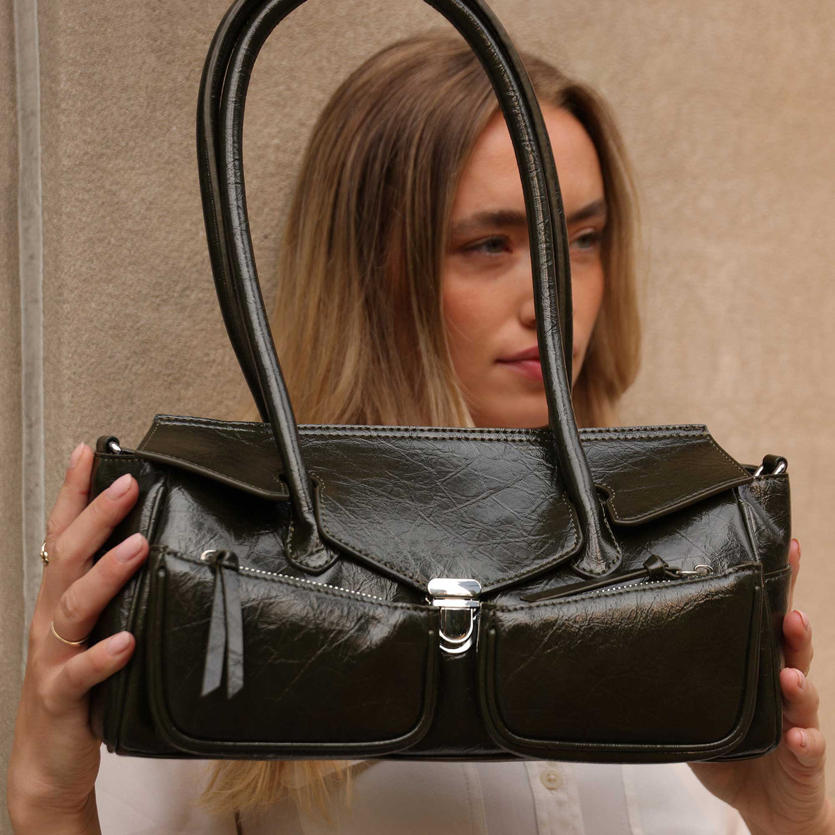 Burgundy Red Ruthie Recycled Vegan Leather Shoulder Bag - Melie Bianco