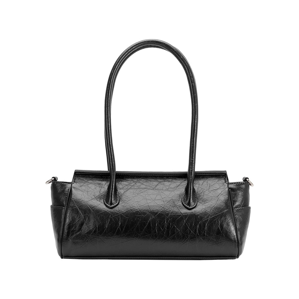 Black Ruthie Recycled Vegan Leather Shoulder Bag - Melie Bianco