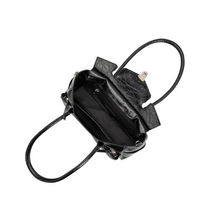 Black Ruthie Recycled Vegan Leather Shoulder Bag - Melie Bianco