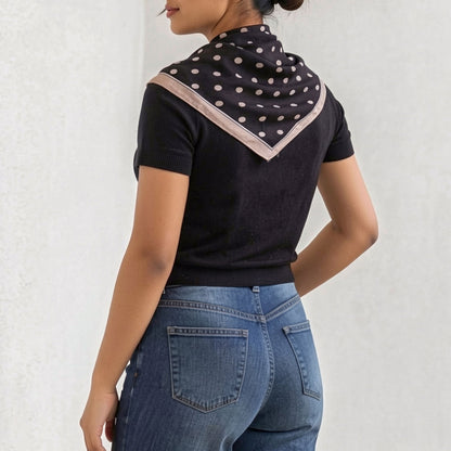 Black Polka Dot Square Scarf - Melie Bianco