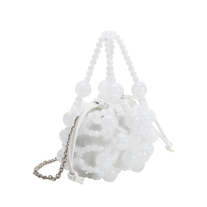White Bobby Beaded Top Handle Bag - Melie Bianco