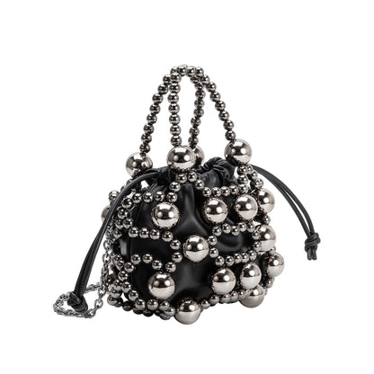 Black Bobby Beaded Top Handle Bag - Melie Bianco