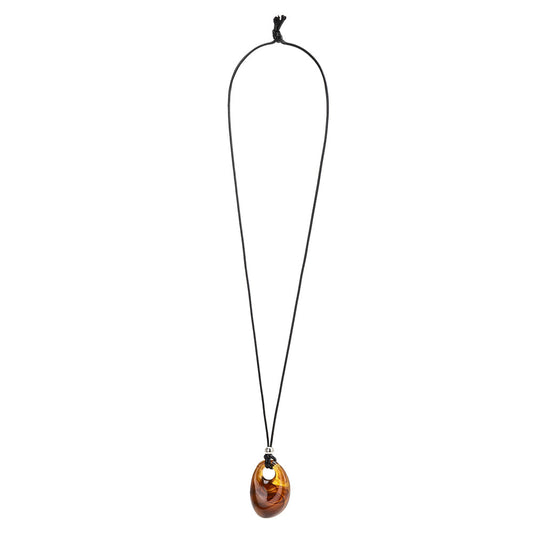 Tortoise Shell Necklace Cord Pendant - Melie Bianco
