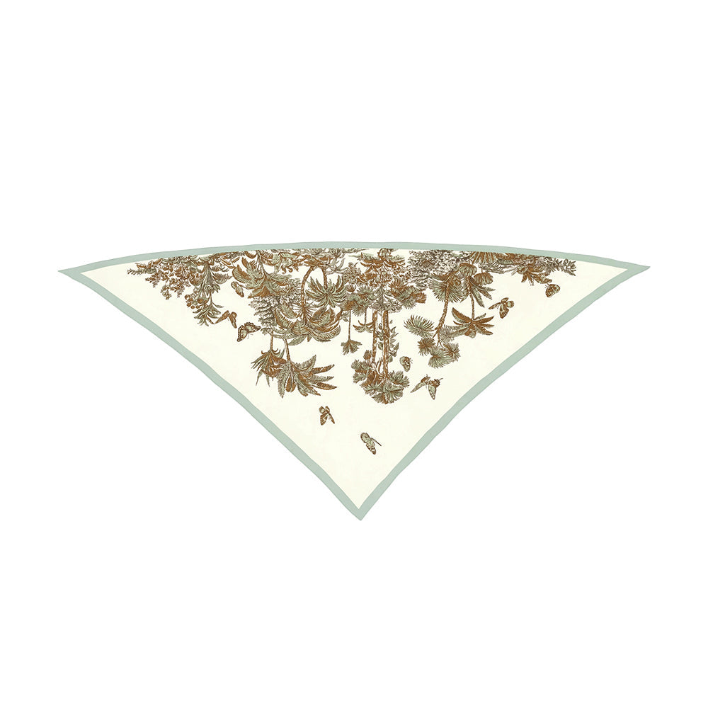 Cream Tropical Mint Triangle Scarf - Melie Bianco