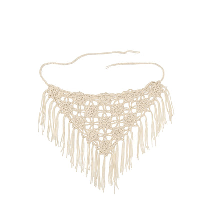Ivory Small Crochet Belt Scarf - Melie Bianco