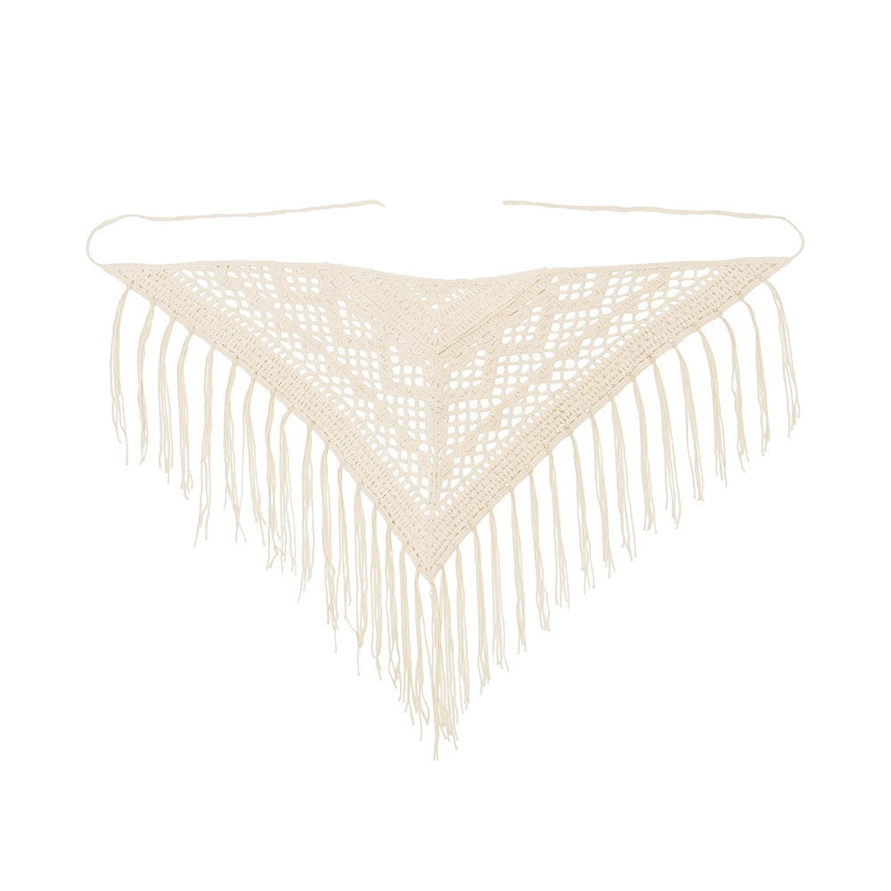 Natural Large Crochet Belt Scarf - Melie Bianco