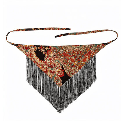 Black Paisley Fringe Belt - Melie Bianco