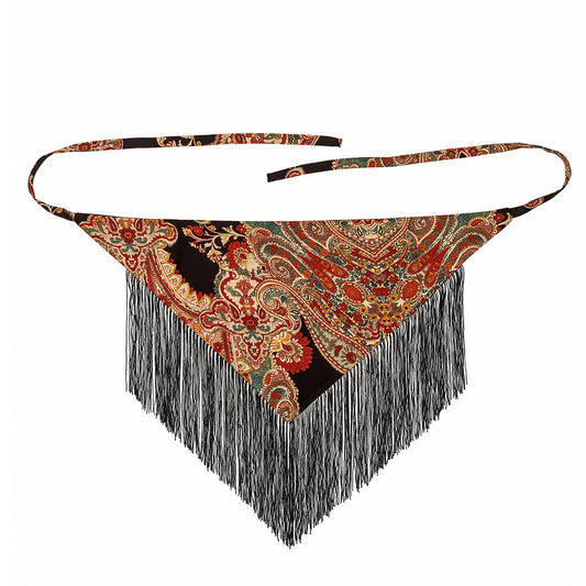 Black Paisley Fringe Belt - Melie Bianco