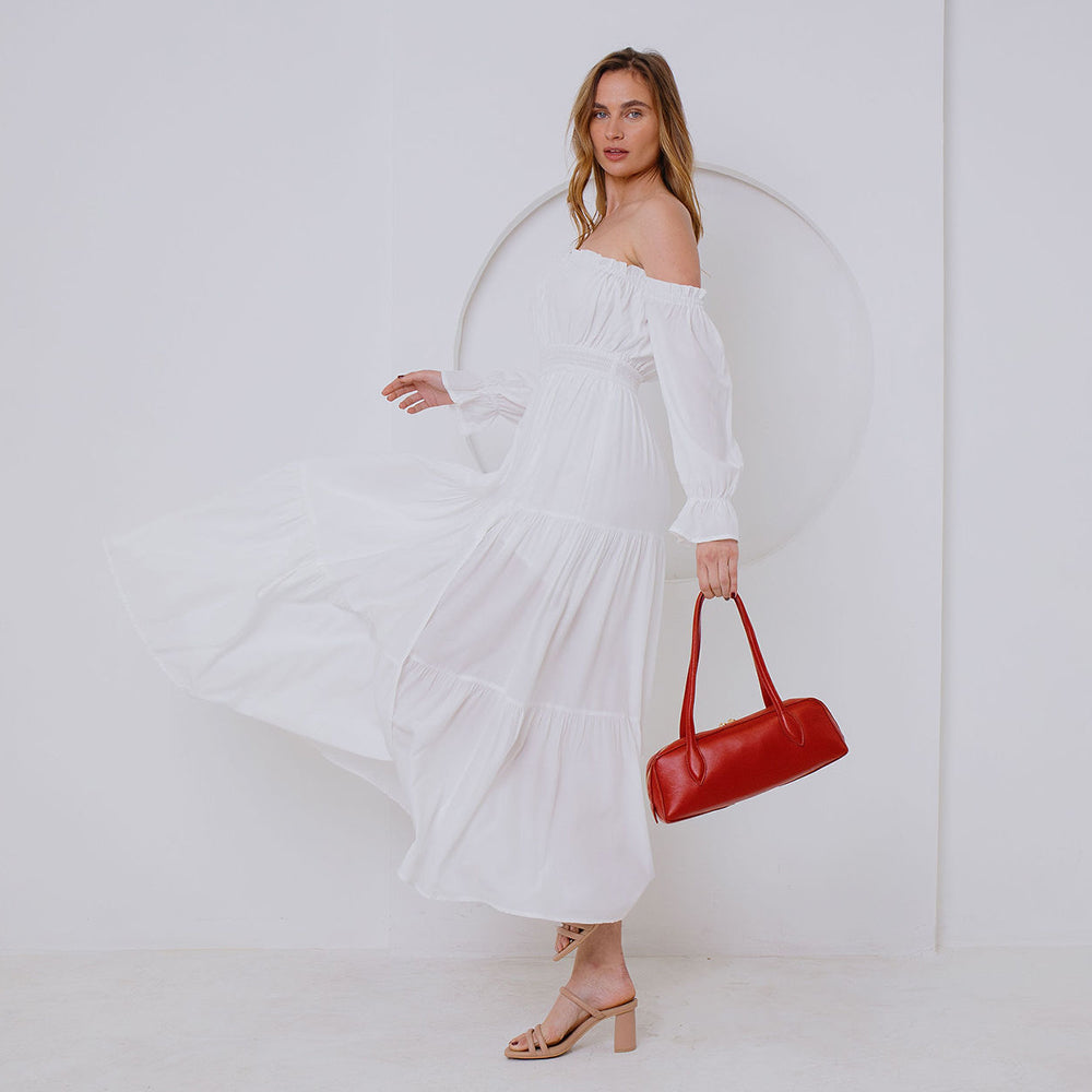 Ivory Serafina Recycled Vegan Leather Shoulder Bag - Melie Bianco