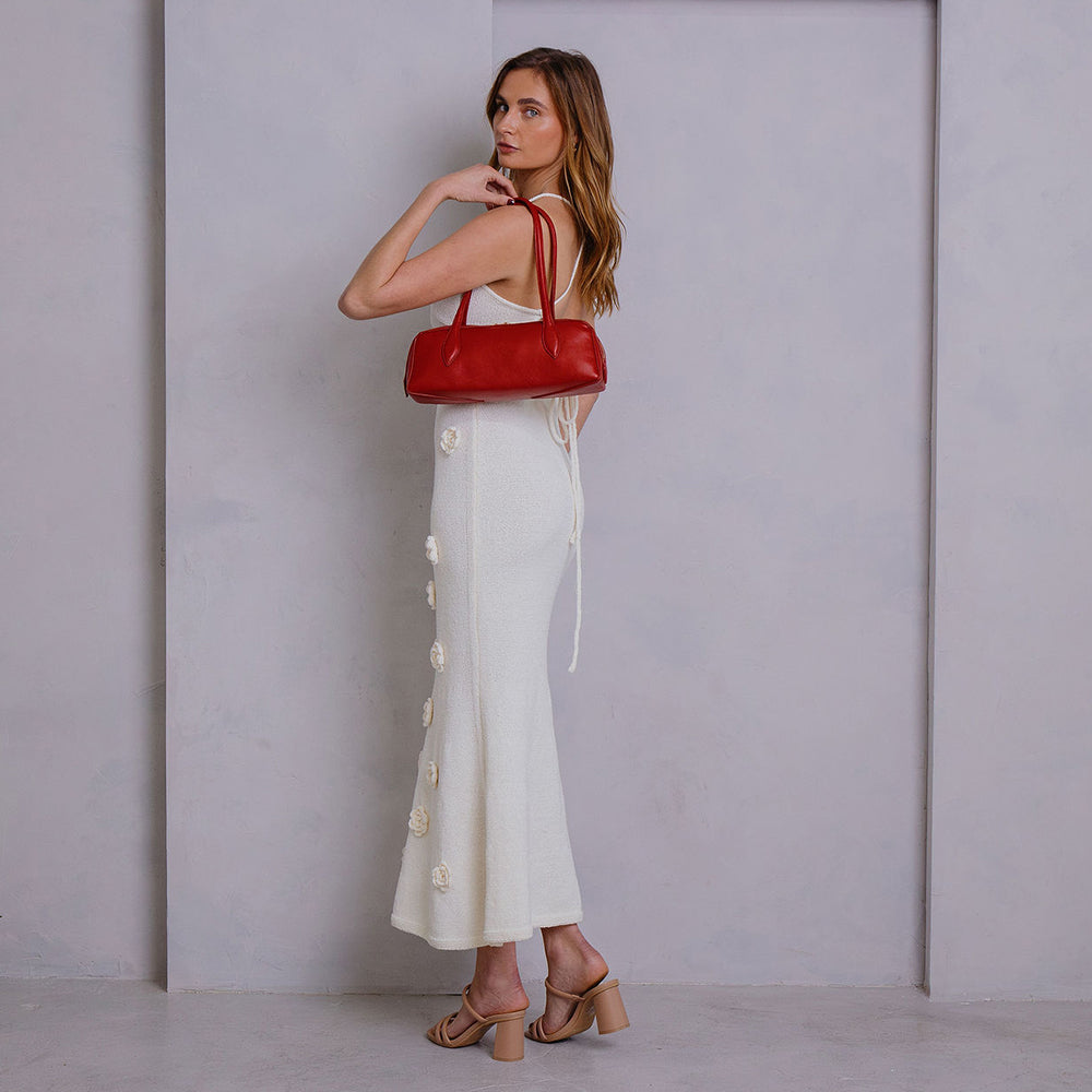 Ivory Serafina Recycled Vegan Leather Shoulder Bag - Melie Bianco