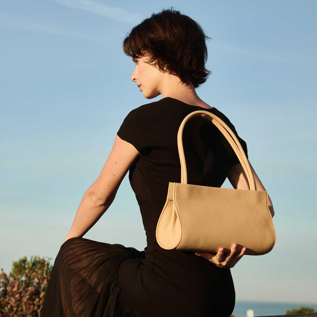 Black Ryleigh Recycled Vegan Leather Shoulder Bag - Melie Bianco