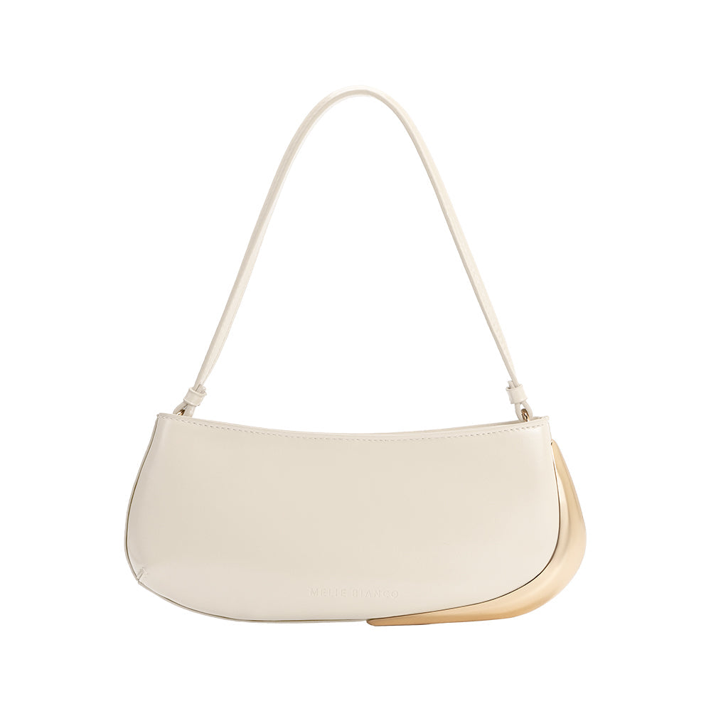 Ivory Sade Recycled Vegan Leather Shoulder Bag - Melie Bianco