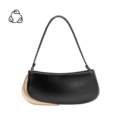 Black Sade Recycled Vegan Leather Shoulder Bag - Melie Bianco