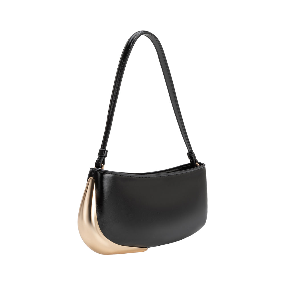 Black Sade Recycled Vegan Leather Shoulder Bag - Melie Bianco